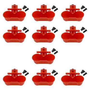Imagem de Fenteer 10x Bebedouro para galinhas Bebedouro para aves Ferramentas bebedouros Tigelas tamanho pequeno para gansos Patos Suprimentos para aves Pintos de, Vermelho