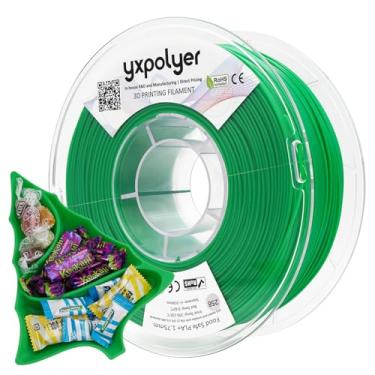 Imagem de YXPOLYER Filamento PLA de grau alimentício 1,75 mm 1kg para impressão 3D, PLA+ verde seguro para alimentos, filamento de impressora 3D, compatível com AMS, árvore de Natal verde
