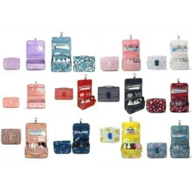 Imagem de Bolsa de viagem para produtos de higiene pessoal com compartimentos e gancho (aleatórias)
