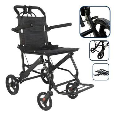 Imagem de Cadeira De Rodas Dobrável Leve Compacta Transporte Pequena Preto - Sup