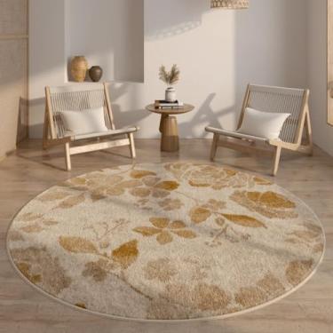 Imagem de Tapete redondo estilo tronco para sala de estar, tapete americano retrô com flores, para quarto, macio e espesso (300x300 cm/L)