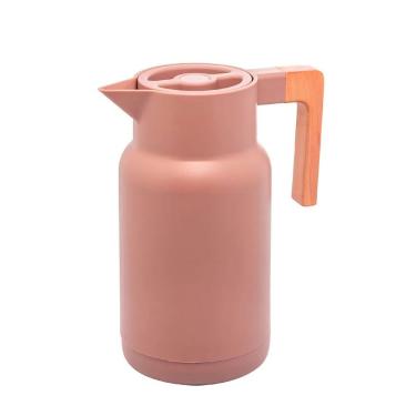 Imagem de Garrafa Térmica Santorini Terracota Cabo Madeira Botão Touch 1 Litro - Viva Flor