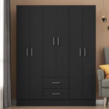 Imagem de Guarda-Roupa Casal Jamaica 6 Portas 2 Gavetas Preto - Fellicci