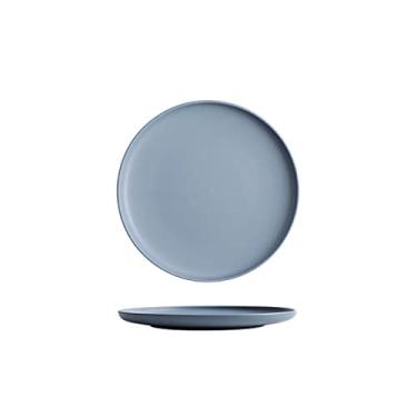 Imagem de Prato de serviço Pratos de jantar de porcelana pratos redondos multicoloridos prato de servir de cerâmica para salada de bife e macarrão restaurante festa família pratos de servir pratos (cor: E