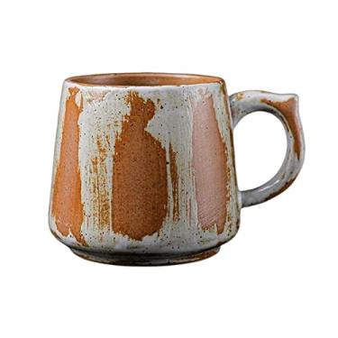 Imagem de GRFIT Caneca artesanal de cerâmica áspera xícara de café retrô 360 ml caneca de grande capacidade caneca de café de cerâmica personalizada (cor: latão)