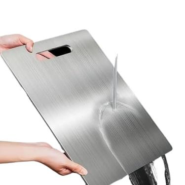 Imagem de Tábua De Corte Dupla Face Premium De Titânio - Aço Inox De Grau Alimentício Para Cozinha E Jantar(46x30cm)