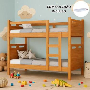 Imagem de Beliche Jaspe com 2 Colchões - Vira 2 Camas MDF - GD MÓVEIS, NATURE