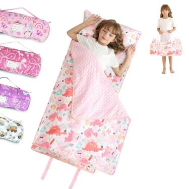 Imagem de Tapete de dormir infantil para pré-escola 127 x 76 cm com travesseiro removível e cobertor de minky para crianças de 3 a 7 anos, saco de dormir macio para meninos e meninas, jardim de infância, festa