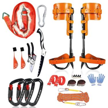 Imagem de Auckyeer Conjunto de equipamentos de escalada de árvores, pontas ajustáveis para escalada de árvores, ferramenta de escalada de árvores para trabalho em árvores