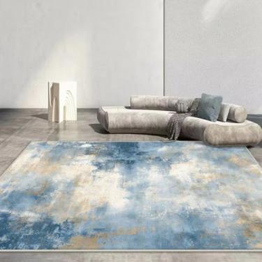 Imagem de Tapete para sala de estar, decoração de sofá, azul, tapete grande para áreas externas (3,2 x 5,2 pés (100 x 160 cm)/CX158-Flanela-1)