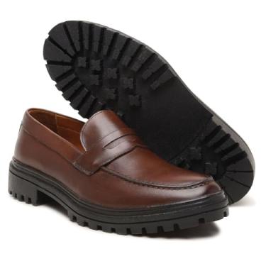 Imagem de Mocassim Masculino Turunelli Alaska em Couro Legítimo – Cor Café e Preto, Palmilha em Gel, Solado Dentado, Costura Artesanal e Design Casual Elegante - 37-44 (Café, BR, Adulto, Numérico, 43)