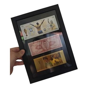 Imagem de Coleção Exclusiva Com 3 Cédulas Fantasias do Jogador de Futebol Rei Pelé Ronaldo e Neymar no Quadro Com Moldura