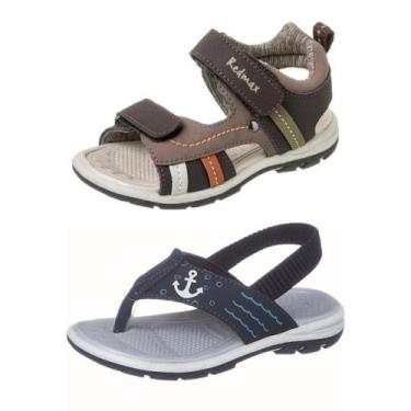 Imagem de Kit 2 Sandália Infantil Menino Chinelo Elástico Calce Fácil Palmilha C