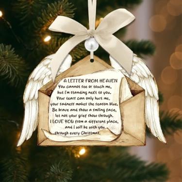 Imagem de Tian Zhun Presentes de memorial para perda de mãe, pai, filho, marido, filha, irmão, amado, simpatia, memorial, enfeite de Natal, enfeites de asas de anjo para árvore de Natal