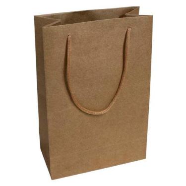 Imagem de 50 Sacolas Kraft 25x17x6cm Bolsa Papel 90 Gramas Tamanho M Alto Padrão