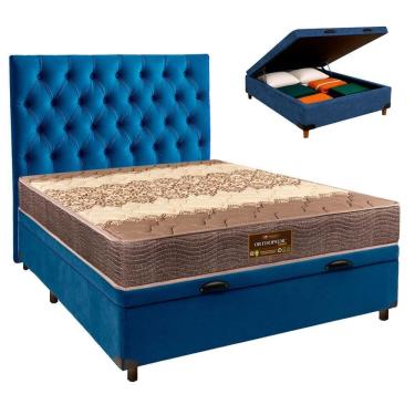 Imagem de Kit Cabeceira + Cama Box Bau + Colchão Casal D26 Ortophedic Sankonfort