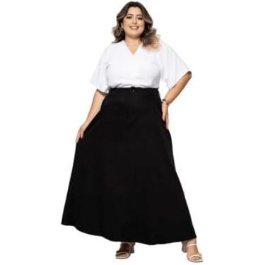 Imagem de Saia Longa Evangélica Plus Size Alfaiataria com Bolsos moda feminina s