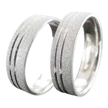 Imagem de Par De Alianças Em Prata Quadrada Com Friso 6,0 Mm