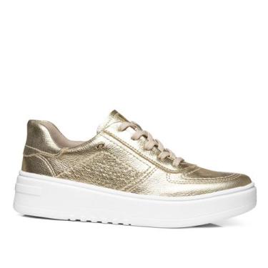 Imagem de Tênis Pegada Feminino em Couro Ouro 213101-03, 37