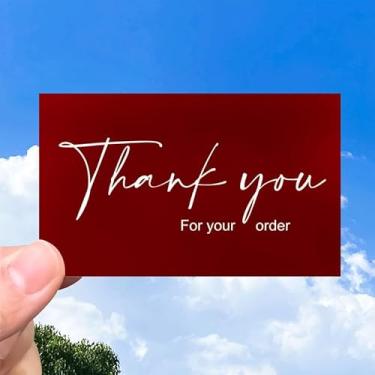 Imagem de Cartões de agradecimento pelo seu pedido Cartão de agradecimento para clientes de pequenas empresas 5 x 3,5 polegadas pacote com 50 vinho tinto