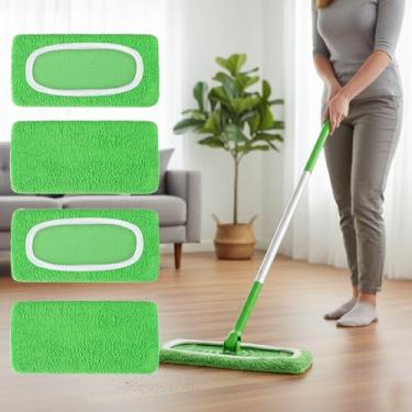 Imagem de Esfregão reutilizável de microfibra para esfregões de piso plano, refis laváveis e secos úmidos, várias superfícies, pacote com 2 ou 4