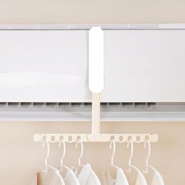 Imagem de Escorredor de roupas de viagem – Secador de pendurar dobrável com pinos para hotel, dormitório, A/C | Suporte portátil sem furadeira para pia, chuveiro (1 pacote, 4 cores) (rosa)