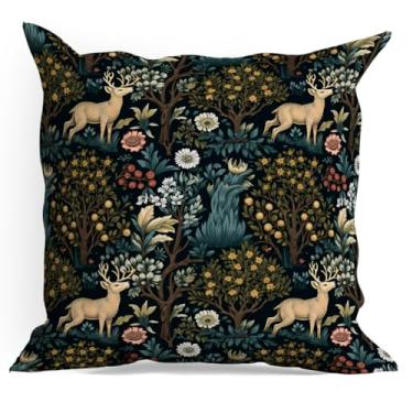 Imagem de Capas de almofada florestais, pacote com 18 x 18, retrô, floresta, floresta, floral, para sala de estar, casa de fazenda, quarto, sofá-cama, cadeira de casa, decoração de assento de carro, almofada