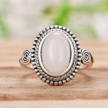 Imagem de Anéis de noivado ovais banhados a ouro branco, alianças de compromisso, festas noturnas, presentes de dia dos namorados, alianças de eternidade para mulheres, 9, Cobre, Sem pedra preciosa