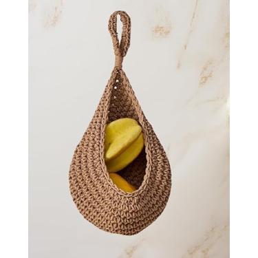 Imagem de Cesta de armazenamento de parede de corda de algodão tecida à mão, versátil para pendurar na parede, organizador de frutas e vegetais, tamanho médio, 3