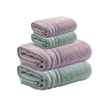 Imagem de Jogo de Toalhas Avere 4 Peças 100% Algodão, Banho 80x150cm 500g/m² e Rosto 50x80cm 500g/m², Alta Absorção, Toque Macio, Design Sofisticado – Altihaus (Verde Água/Azaleia)