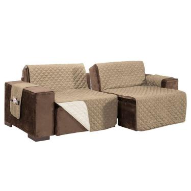 Imagem de Protetor De Sofá Retrátil Dupla Face Microfibra 2,20m - Caqui-palha