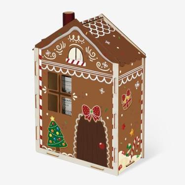 Imagem de Putuo Decor Decoração de mesa de suporte de vinho de Natal, exibição de garrafa de champanhe de casa de pão de gengibre, decoração de mesa destacável de feliz Natal para festas de fim de ano, jantar