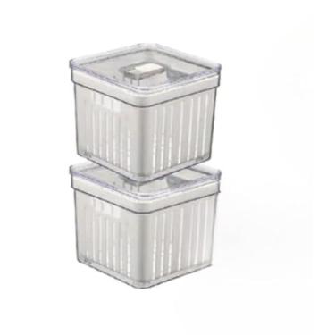 Imagem de Recipientes Para Armazenamento No FrigoríFico — Cestos EmpilháVeis Para Alimentos, Legumes E Plantas(2,2,8 Litros)