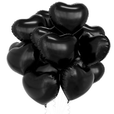 Imagem de SULALABOO 15 balões de coração preto, hélio, 45,7 cm, formato de coração, para Dia dos Namorados, Dia das Mães, noivado, aniversário, noivado, casamento, festa, decorações