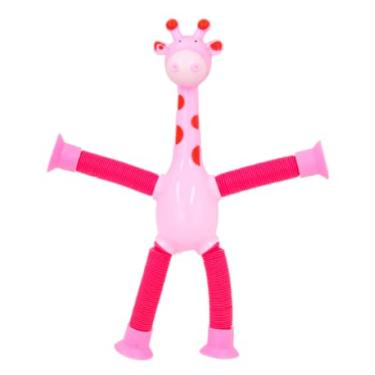 Imagem de Girafa Pop It Estica e Puxa com Luz e Ventosas – Brinquedo Sensorial Divertido para Crianças | Alívio do Estresse e Estímulo à Coordenação e Concentração (ROSA)