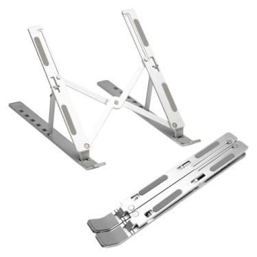 Imagem de PIX Suporte notebook alumínio ajustável ergonômico dobrável portátil leve resistente 6 níveis de inclinação ventilado para mesa escritório home office 10 a 17 polegadas