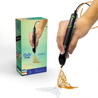 Imagem de 3Doodler Caneta de impressão 3D Flow para adolescentes, adultos e criadores! - Preta - com filamentos de recarga + livro de estêncil + guia de introdução