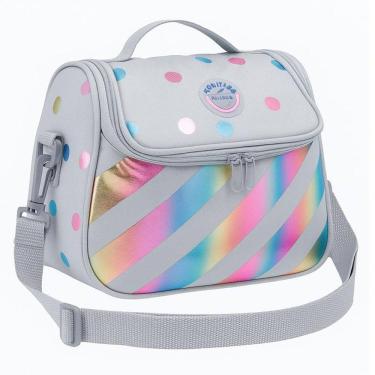 Imagem de Lancheira Tiracolo Escolar Académie Listras e Poá Holográfico - Tilibra