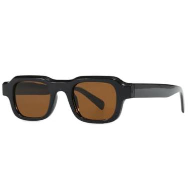 Imagem de Óculos de sol quadrados clássicos, pequenos, femininos, masculinos, retrô, luxuosos, para dirigir, moda festa, UV400 (preto, marrom)