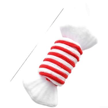 Imagem de Conjunto de enfeites de árvore de Natal com tecido macio em vermelho festivo, inclui bola decorativa e bengala ou pirulito para decoração de estação festiva interna, variação de 31 x 11 cm ou 25 x 8