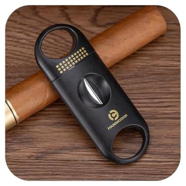 Imagem de Cortador de Charuto Guilhotina Dupla em Plástico + Aço Hannicook – Compacto, Leve e Resistente (Preto)