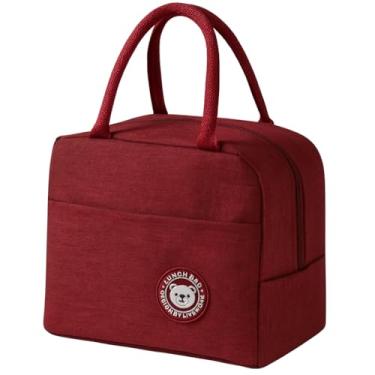 Imagem de Bolsa Térmica Com Alça Bolsa Para Refeições Isolada Design de Lancheira Marmita Escritório (Bordô)