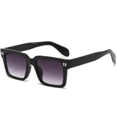 Imagem de JRLLFD Óculos de sol com armação retrô, feminino, masculino, para esportes ao ar livre, direção, UV400 (preto, gradiente, cinza)