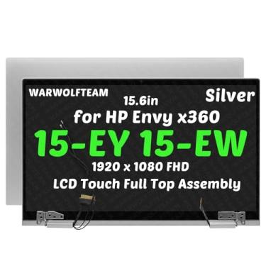 Imagem de WARWOLFTEAM Compatível com HP Envy x360 15-EW 15-EW1068NR 15-EW1073CL N40698-001 tela LCD digitalizador substituição cabo dobradiças montagem de topo completo 39.6 cm 1920 x 1080 FHD (prata)