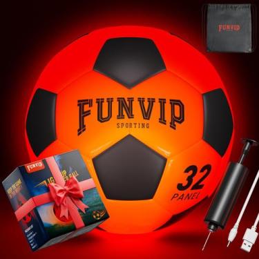 Imagem de Bola de futebol Funvip Light Up LED recarregável tamanho 5 crianças 8-
