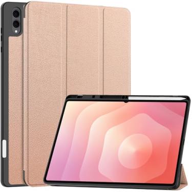 Imagem de YRH Capa para Samsung Galaxy Tab S11 Ultra de 14,6 polegadas 2025, com suporte para caneta, despertar automático, à prova de choque, capa para tablet de TPU macio, 14,7 polegadas (ouro rosa)