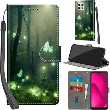 Imagem de Salanheo Capa carteira para T-Mobile Revvl 7 5G, com [3 compartimentos para cartões], fecho magnético com suporte, capa protetora flip de couro PU à prova de choque 16,7 cm, borboleta