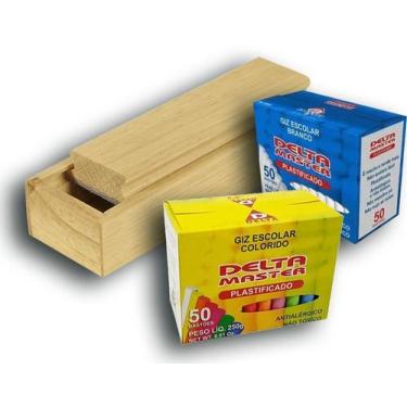 Imagem de APAGADOR COM DEPÓSITO PORTA GIZ PINUS LUXO VERNIZ 18x7x5,5 CM + CAIXA 