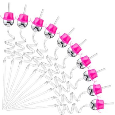 Imagem de Soledea Pacote com 10 canudos de bola de discoteca, espelhos decorativos para discoteca dos anos 70 para festa discoteca, bar, karaokê, festa de aniversário, casamento, decoração de Natal (prata com