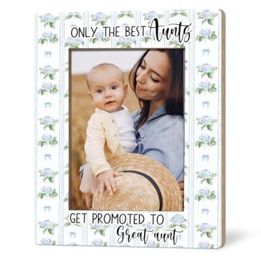 Imagem de APJYM Porta-retratos de tia-avó 12 x 18 cm, anúncio de bebê de gravidez para tia, presentes de nova tia, seja promovido a tia-avó azul hortênsia floral